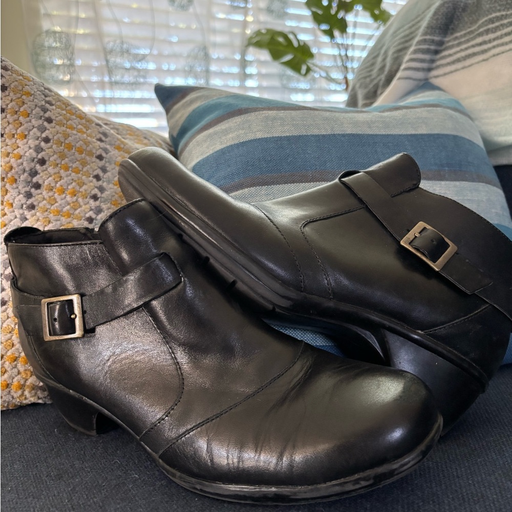 Clarks Black Leather Ankle Boots